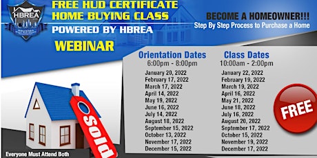 HUD Certificate Home Buying Webinar April by HBREA tickets