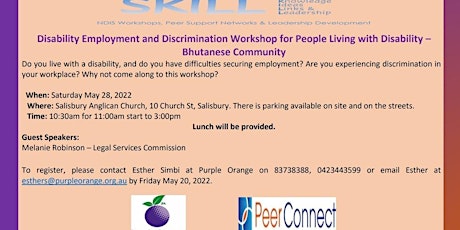 Disability Employment and Discrimination Workshop - Bhutanese Community tickets
