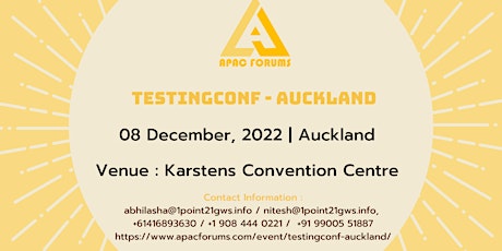 7th TestingConf- Auckland on 8 December  2022 tickets