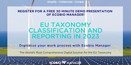 Ecobio Manager presentation: Digital Solution for EU Taxonomy in 2023 tickets