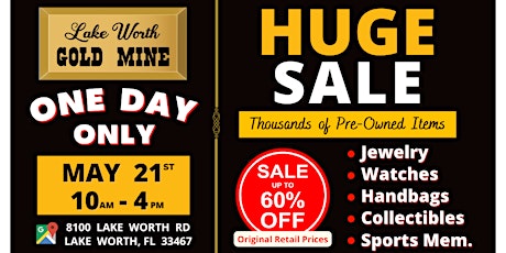 HUGE SALES EVENT: Jewelry, Watches, Handbags, Collectibles, Sports Mem. tickets