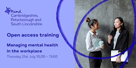 Managing mental health in the workplace: Three-hour course tickets