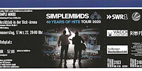Simple Minds 27.05.22 Freiburg i.Br. Musikklub in der Sick-Arena Tickets
