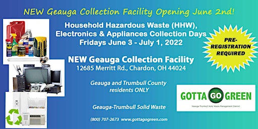HHW/Electronics/Appliances  Collection Days - Fridays - June 2022