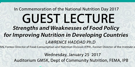 Guest Lecture : Strengths and Weaknesses of Food Policy  for Improving Nutrition in Developing Countries primary image