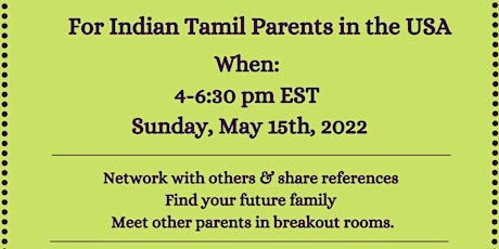 Virtual Matchmaking Event For Tamil Parents in the USA