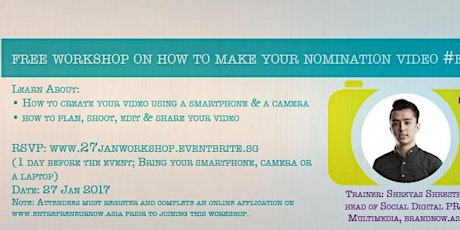 27/Jan Free Workshop on How to make your nomination video for ENA primary image