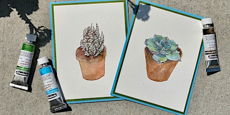Tiny Succulent Postcards with Schmincke Super Granulation Watercolors