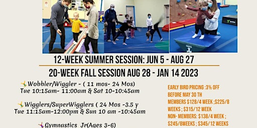 Tumbles Summer Class - Jun 5- Aug  27 (12-week session)