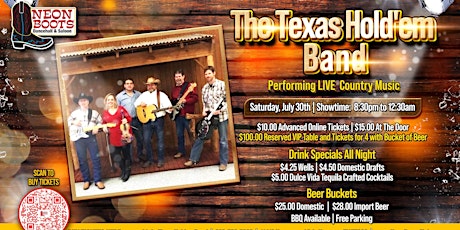 THE TEXAS HOLD'EM BAND Performs LIVE Country Music at Neon Boots! tickets