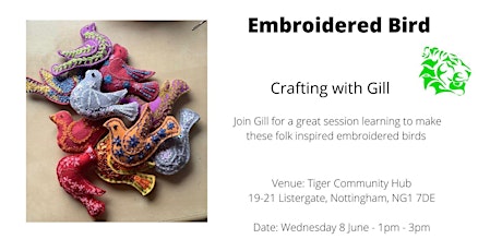 Crafting with Gill - Embroidered Bird tickets