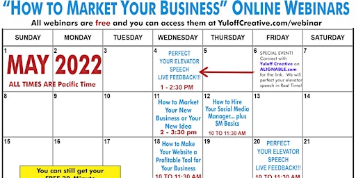 Your Free Marketing Webinar Calendar