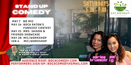 The M&M Pretay Early Comedy Open Mic/Workshop, east Boca Raton. tickets