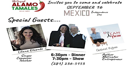 Celebrate Mexico's Indep day Sept 16 with Gabriel Najera & Liliana Elizondo