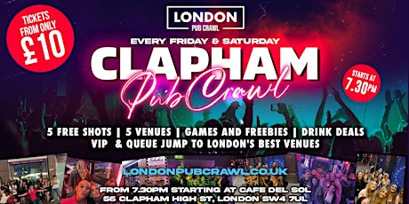 Clapham Pub Crawl // 4 Venues // Free Shots // Discounted Drinks + MORE! tickets