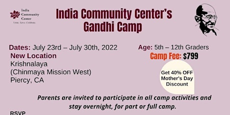 India Community Centre's Gandhi Camp (Age: 5th-12th Graders) tickets