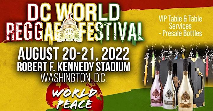 DC World Reggae Festival - VIP Tables - Sun Aug 21, 2022 image
