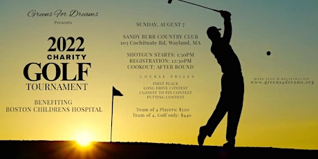 Boston Children's Hospital Charity Golf Tournament - Donation/Sponsorship tickets