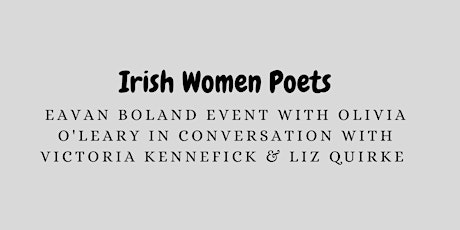 Eavan & Evolution: Irish Women Poets tickets