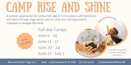 Camp Rise and Shine - Summer Camp for kids 6-12 tickets