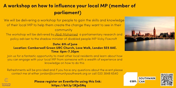 Workshop on how to influence your local MP.