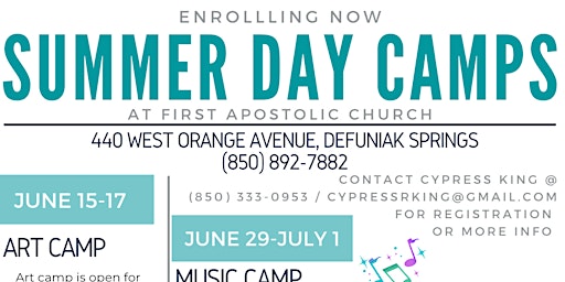 Summer Day Camps at First Apostolic Church