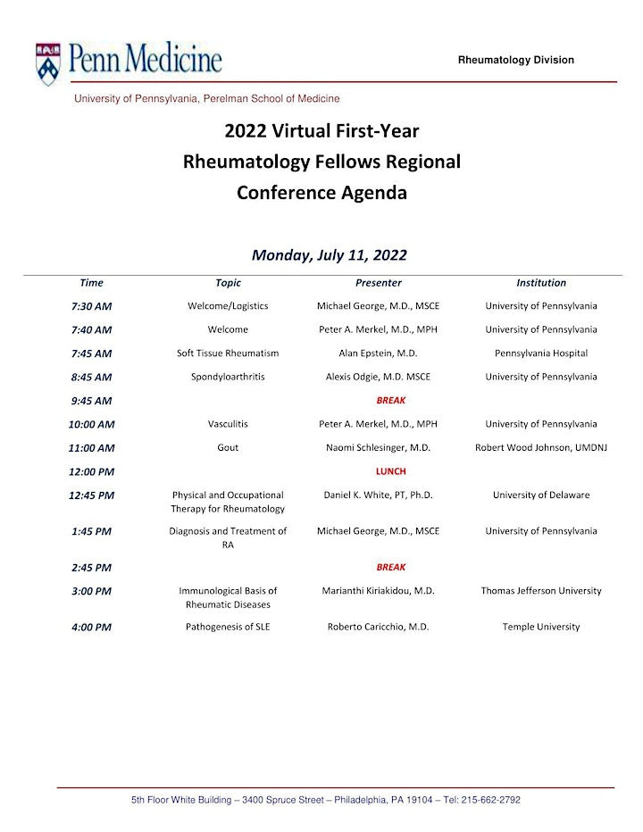 29th Annual Penn Rheumatology First Year Fellows Conference image