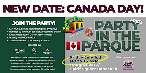 NEW DATE JULY 1! Party in the Parque Grand Opening @ Spirit Square, Langley