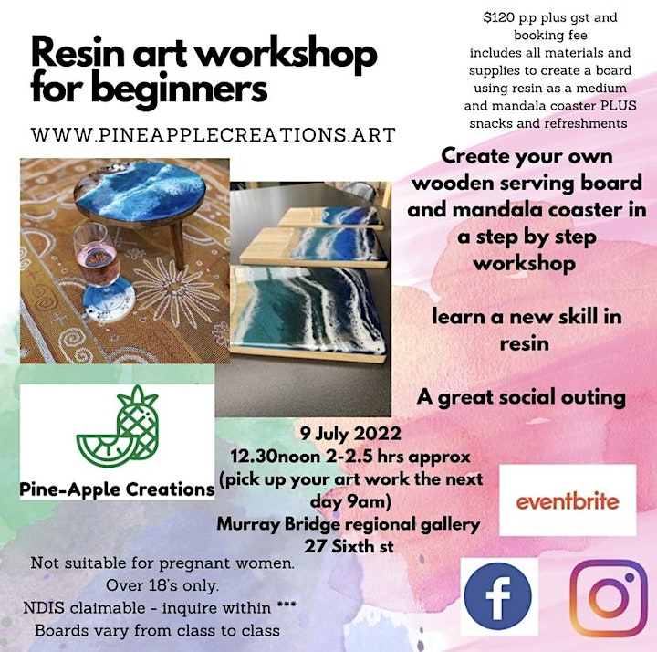 Resin art workshop for beginners (MURRAY BRIDGE) 18 and over image