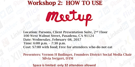 Founder's District Social Media Workshop #2 - Using Meetup primary image