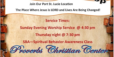 Sunday Worship Service & Thursday SBA - Spiritual Behavior Awareness Class