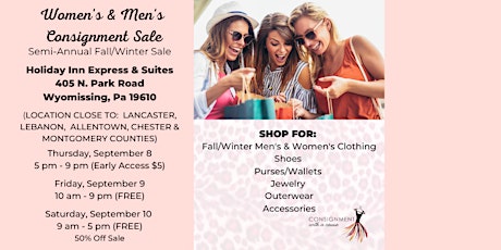 Women's and Men's Fall/Winter Consignment Sale - 50 - 90% off Retail Prices tickets