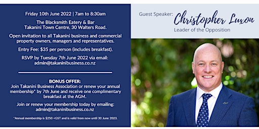 2022 Annual General Meeting Breakfast with Christopher Luxon