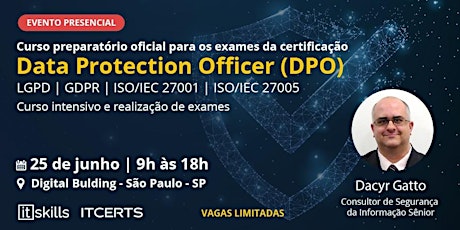 Curso preparatório gratuito para certificação Data Protection Officer (DPO) ingressos