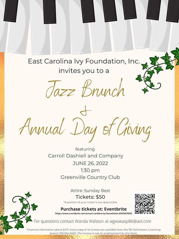 East Carolina Ivy Foundation  Jazz Brunch & Annual Day of Giving image