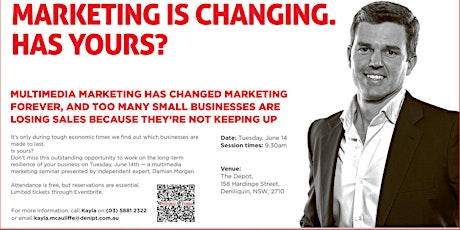 Grow your business, a free multimedia marketing seminar with  Damian Morgan