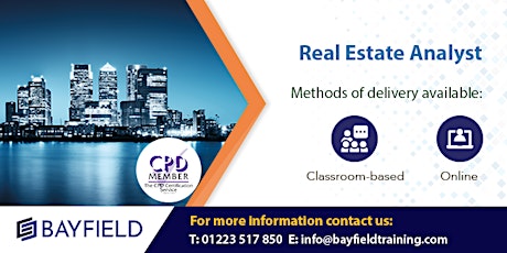Bayfield Training - Real Estate Analyst (Financial Modelling in Excel) tickets