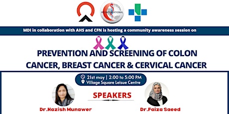 Prevention and screening of Colon cancer, Breast cancer & Cervical cancer tickets