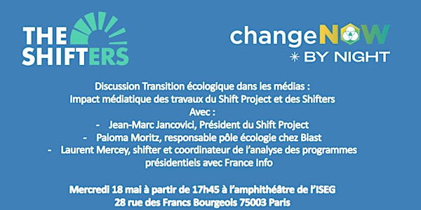 Conférence/Table ronde des Shifters : Transition écologique dans les médias