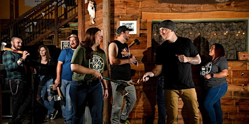 Image principale de Throw and Tell - Speed Dating & Axe Throwing at Cascadia Axe Co. 21+