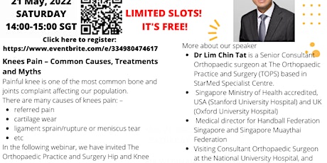 Knees Pain – Common Causes, Treatments and Myths tickets