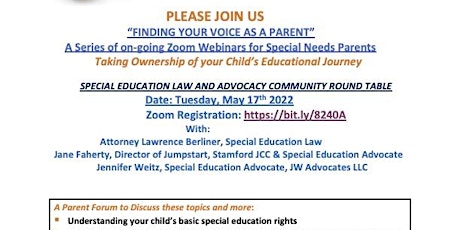 Parent Webinar: Special Education Law & Advocacy Community Round Table tickets