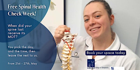 Free Spinal Health Check, From 21st to 27th, May 2 tickets