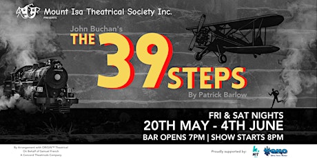 Saturday 27 May | THE 39 STEPS | Bar Opens 7pm tickets