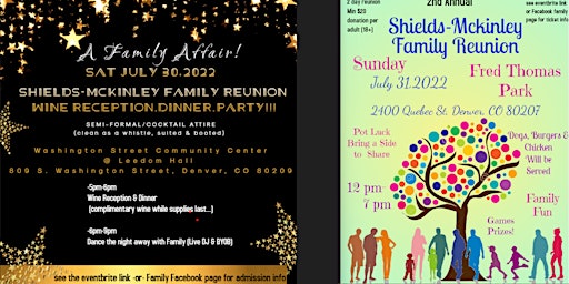 Shields-Mckinley Family Reunion : Wine Reception . Dinner . Party .BBQ
