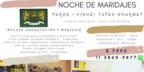 Imagen principal de Maridaje Puros + Vinos + Tapeo Gourmet + Cocktel