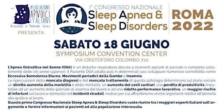 I° Congresso Nazionale Sleep Apnea & Sleep Disorders - Sala Pazienti biglietti
