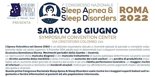 I° Congresso Nazionale Sleep Apnea & Sleep Disorders - Sala Pazienti
