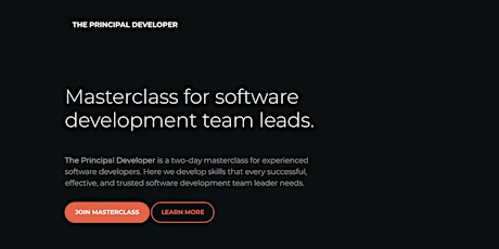 The Principal Developer – Masterclass for software development team leads. ingressos