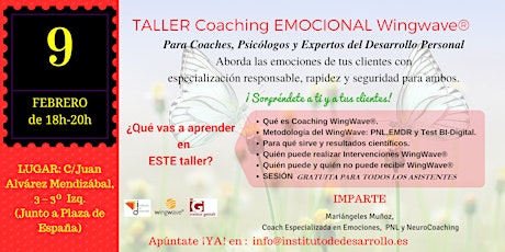 Imagen principal de TALLER Coaching Wingwave para Expertos en Coaching, Psicología y  Desarrollo Personal